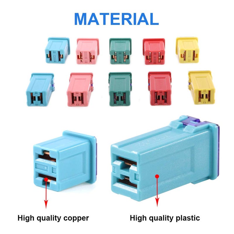 Glarks 10Pcs Automotive Low and Tall/Standard Profile Box Shaped Fuse 20A 30A 40A 50A 60A Fuse Assortment Kit for Ford, Chevy/GM, Nissan, and Toyota Pickup Trucks, Cars and SUVs - Image 4